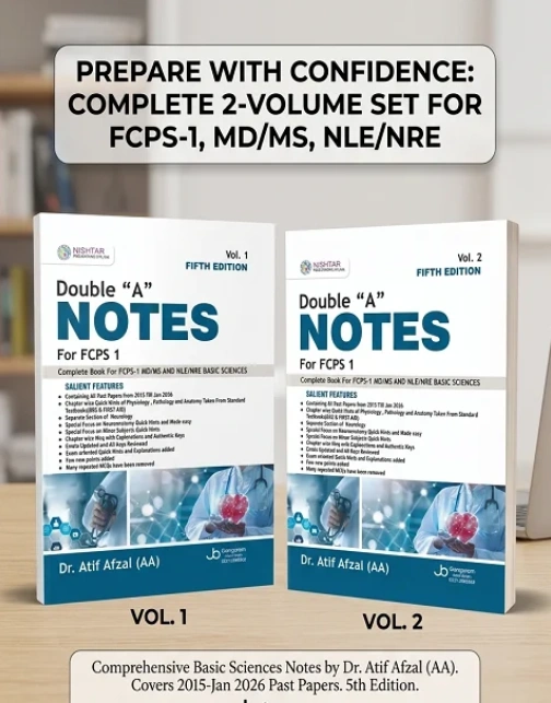 Cover Image for Double A Notes For FCPS 5th Edition Vol 1 & 2 By Dr Atif Afzal
