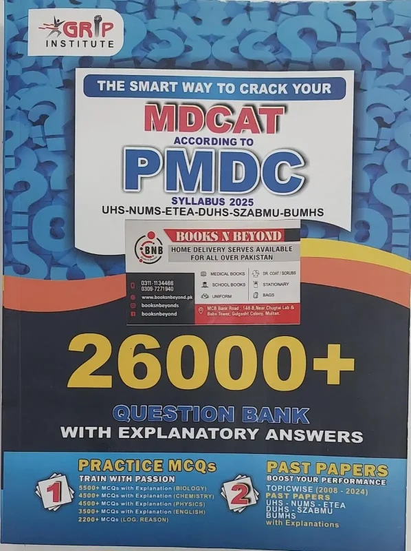 GRIP MDCAT Question Bank 26000+ Practice MCQs & Past Papers 2026 Edition